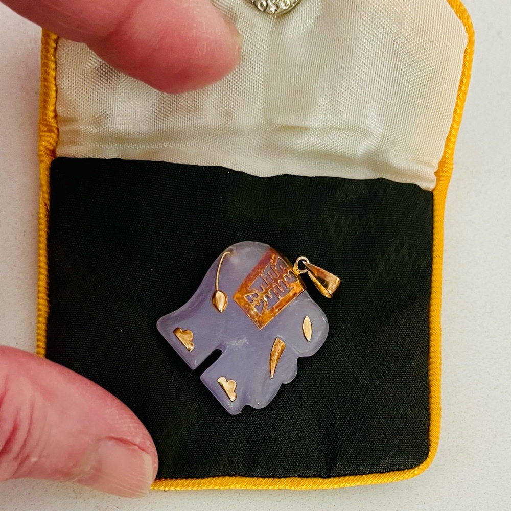 Vintage Lucky Elephant Charm/Pendant Amethyst & 14K Gold, Rare Pendant - Picture 2 of 14